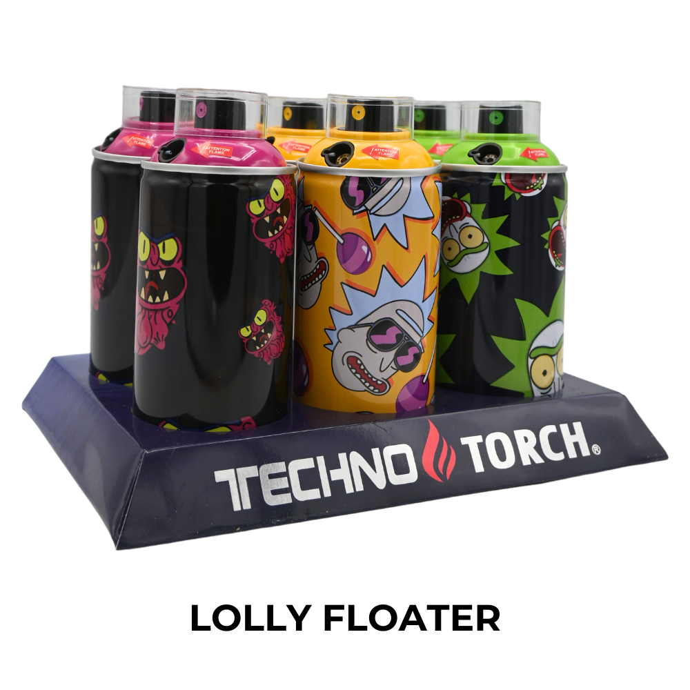 Techno Spray Can Torch Lighters (Lolly Floater) - 6ct