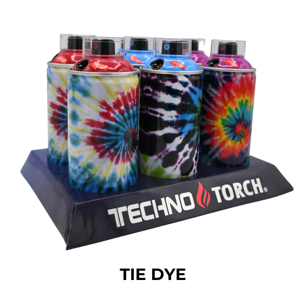 Techno Spray Can Torch Lighters (Tie Dye Trio) - 6ct