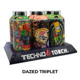 Techno Spray Can Torch Lighters (Dazed Triplets) - 6ct